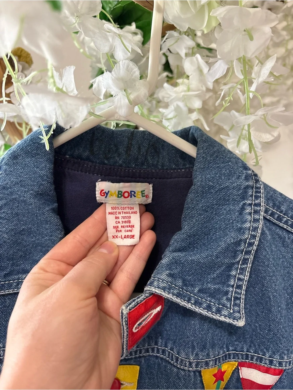 Gymboree Vintage Blue Denim Jacket with Colorful Patch & Button Details